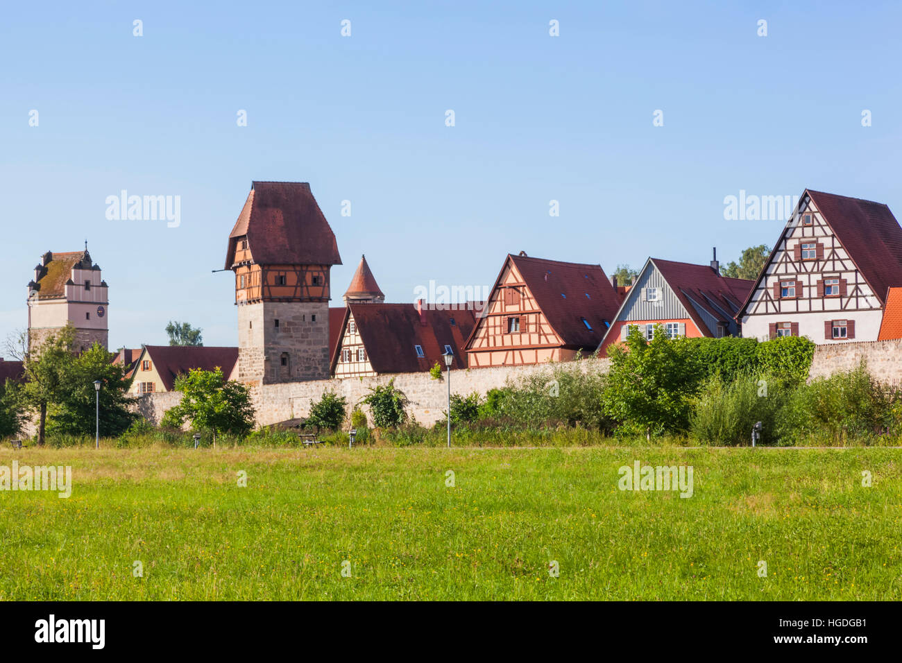 Deutschland, Bayern, romantische Straße, Dinkelsbuhl, Stadt Skyline Stockfoto