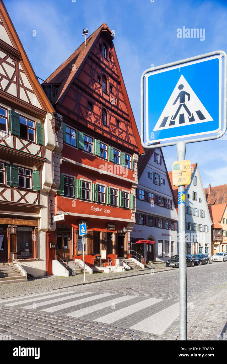 Deutschland, Bayern, Romantische Straße, Dinkelsbühl, Street Scene Stockfoto