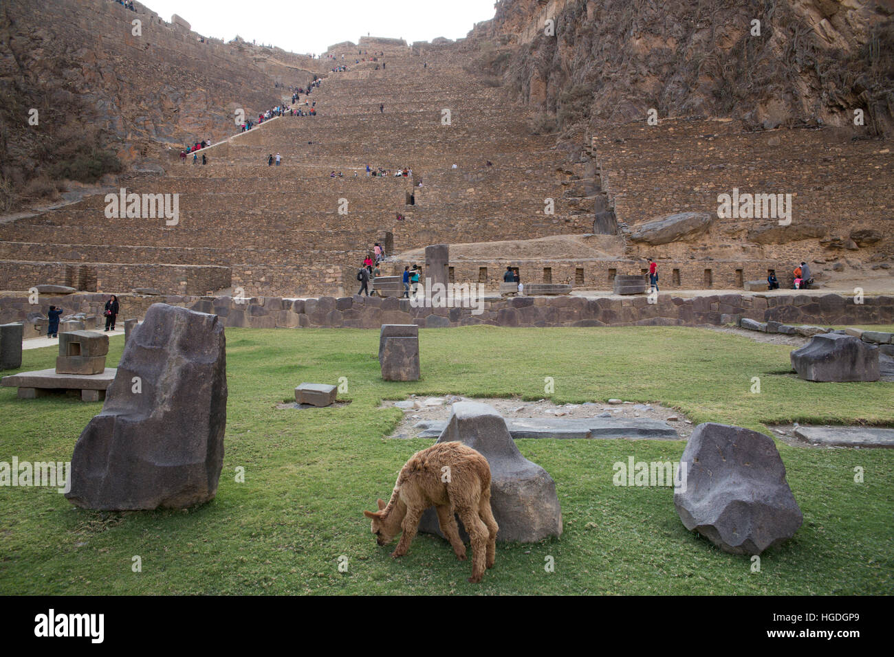 Inka Ruinen Komplex in Ollantaytambo, Stockfoto
