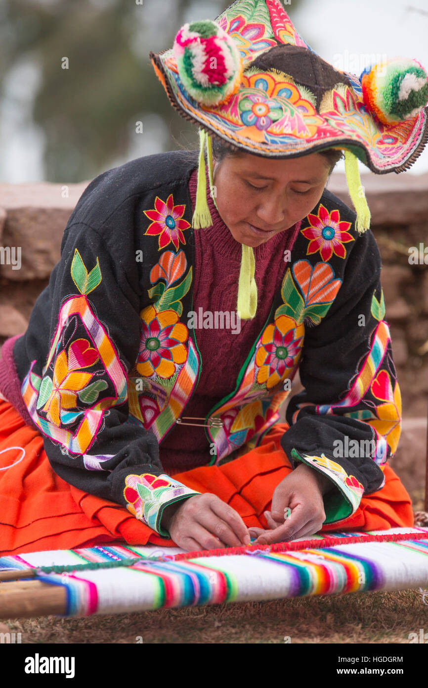 Einheimische Indio-Frau in Peru Stockfoto