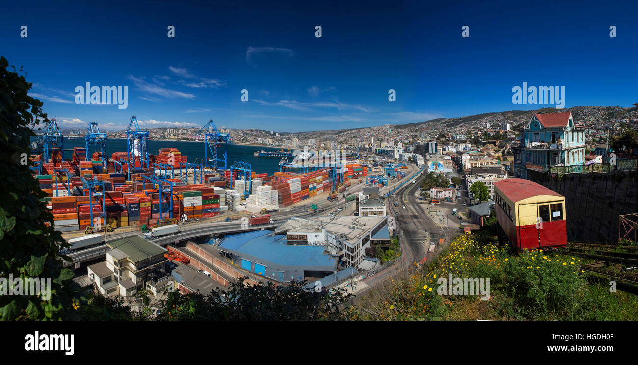 Standseilbahn in Valparaiso Stadt Stockfoto