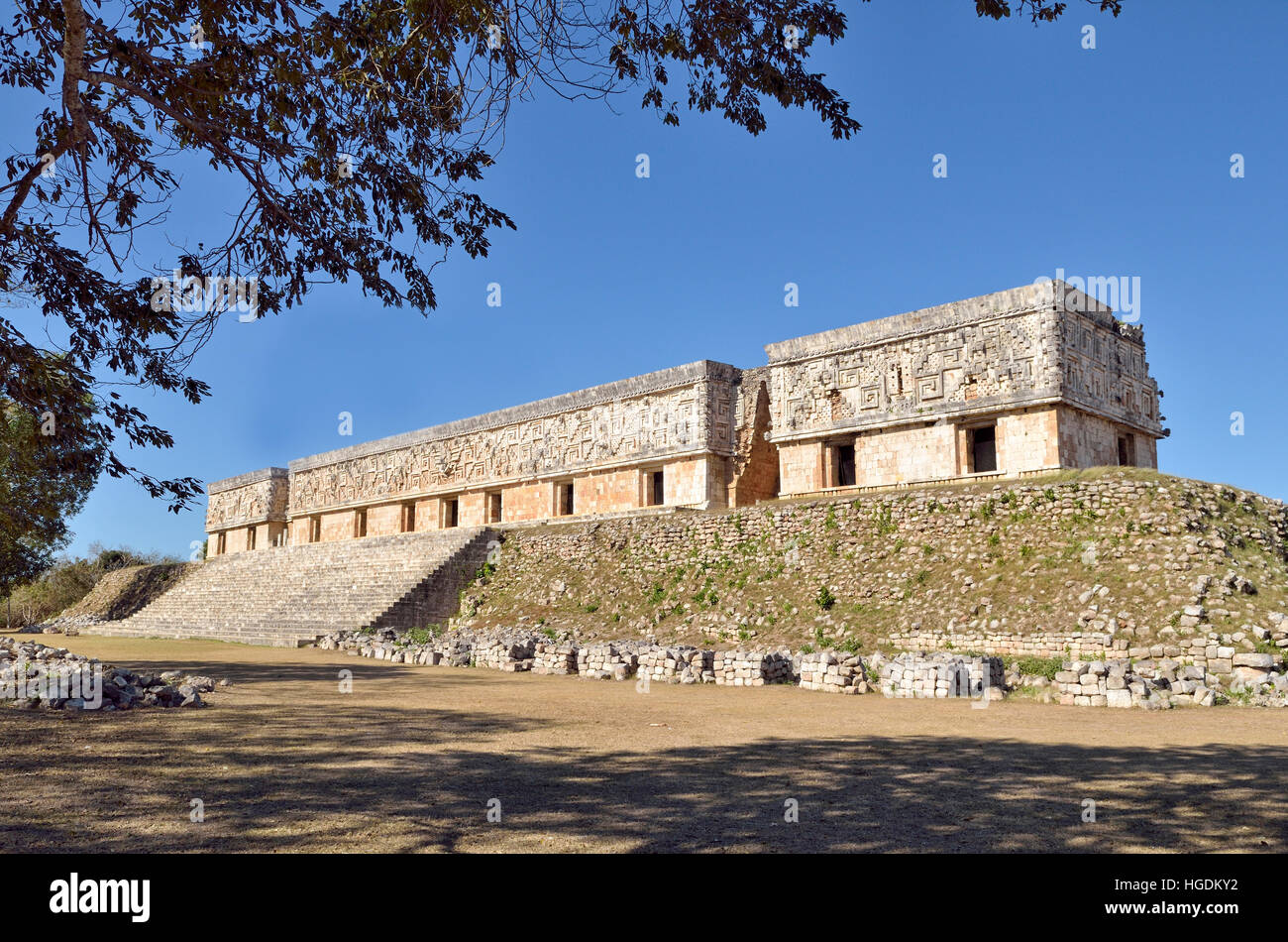 Palacio del Gobernador, Gouverneurspalast, Maya-Stadt Uxmal, Yucatan, Mexiko Stockfoto