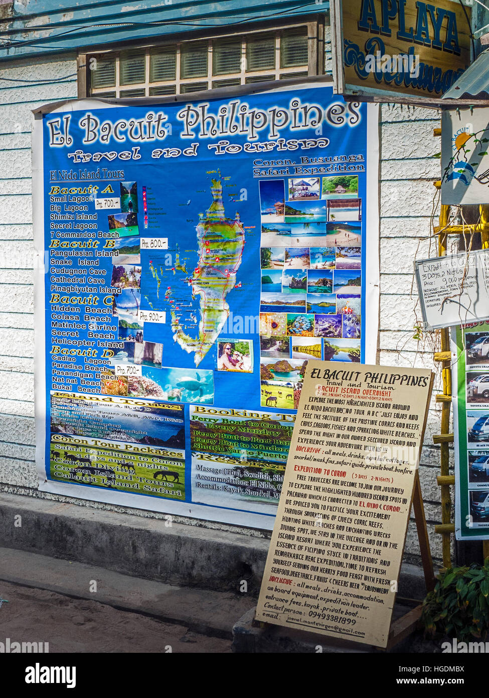 Kreuzfahrt Island Karte El Nido Palawan Philippinen Stockfoto