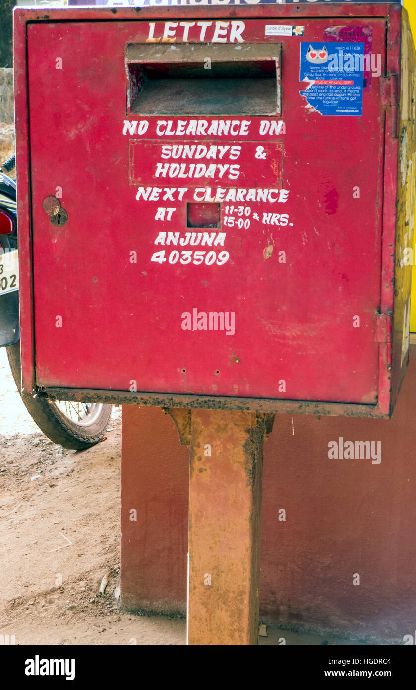 Mail-Box Anjuna Goa Indien Stockfoto