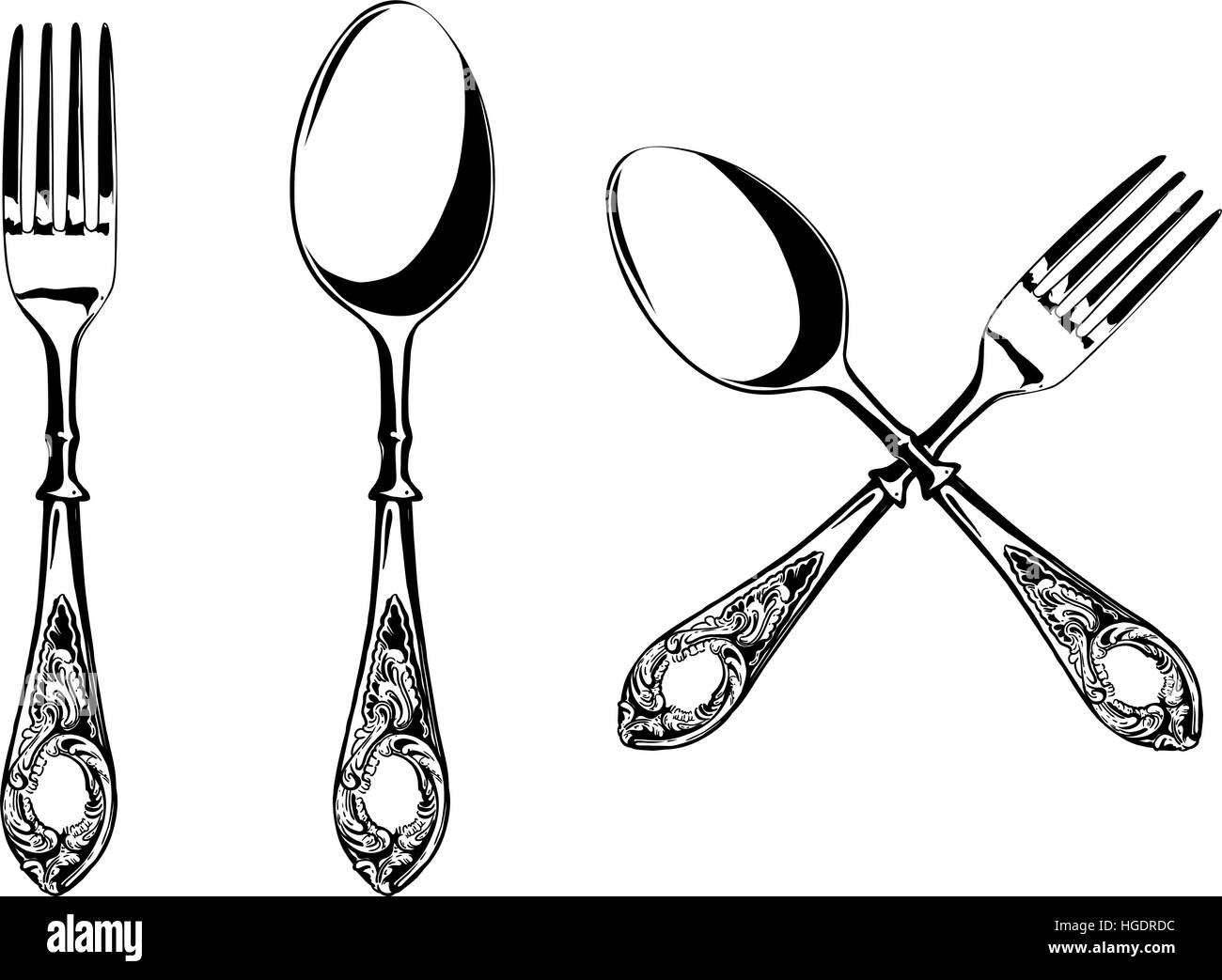 Gabel und Löffel Stock Vektor