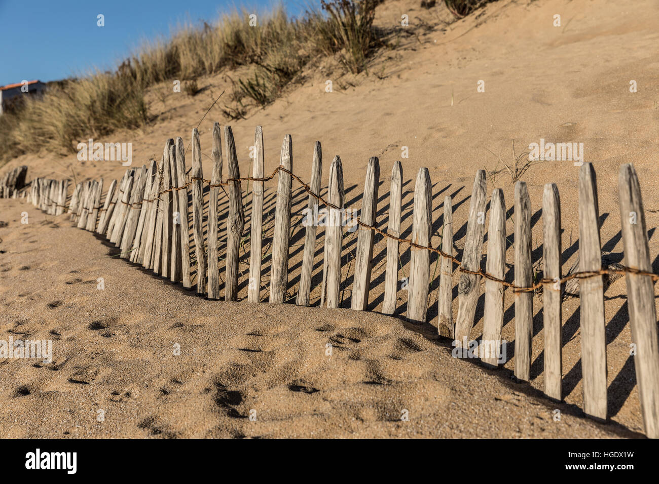 Zaun auf der Strand la Mine Stockfoto