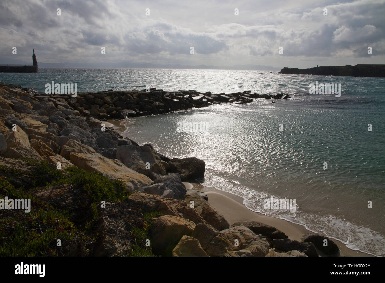 Sandstrand Seelandschaft Welle Meer Tarifa Andalucia Spanien Stockfoto