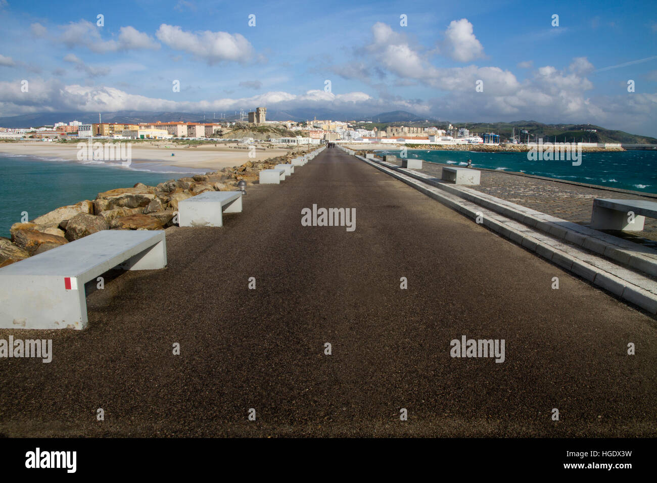 Brücke von "Isla de Las Palomas", Tarifa, Andalusien Spanien Stockfoto