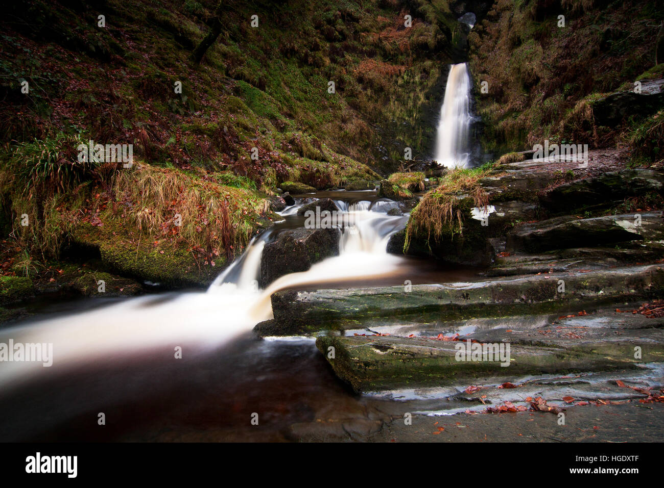 Foto von Jamie Callister ©. Pistyll Rhaeadr, Wales höchsten Wasserfall, Llanrhaeadr Ym Mochant, Denbighshire, North Wales, Stockfoto