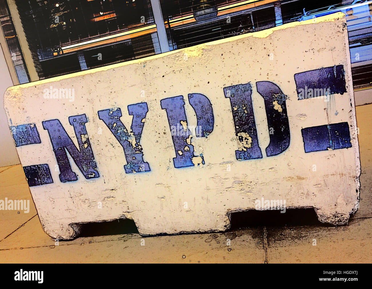 New York Police Department Barrikade, NYC, USA Stockfoto
