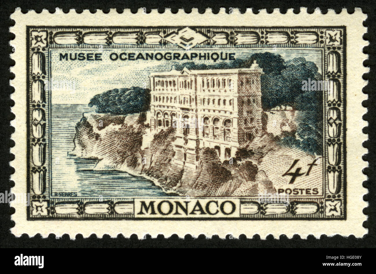 MONACO - ca. 1949-03-05, Meeresmuseum, Serie: Prinz Albert I, 100. Geburtstag Stockfoto