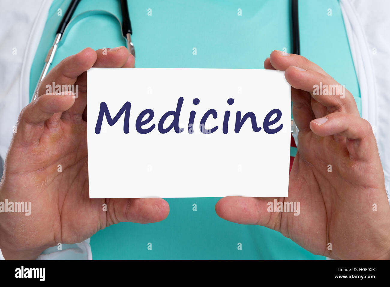 Medizin Diagnose Krankheit krank Krankheit gesund Gesundheit Arzt mit Vorzeichen Stockfoto