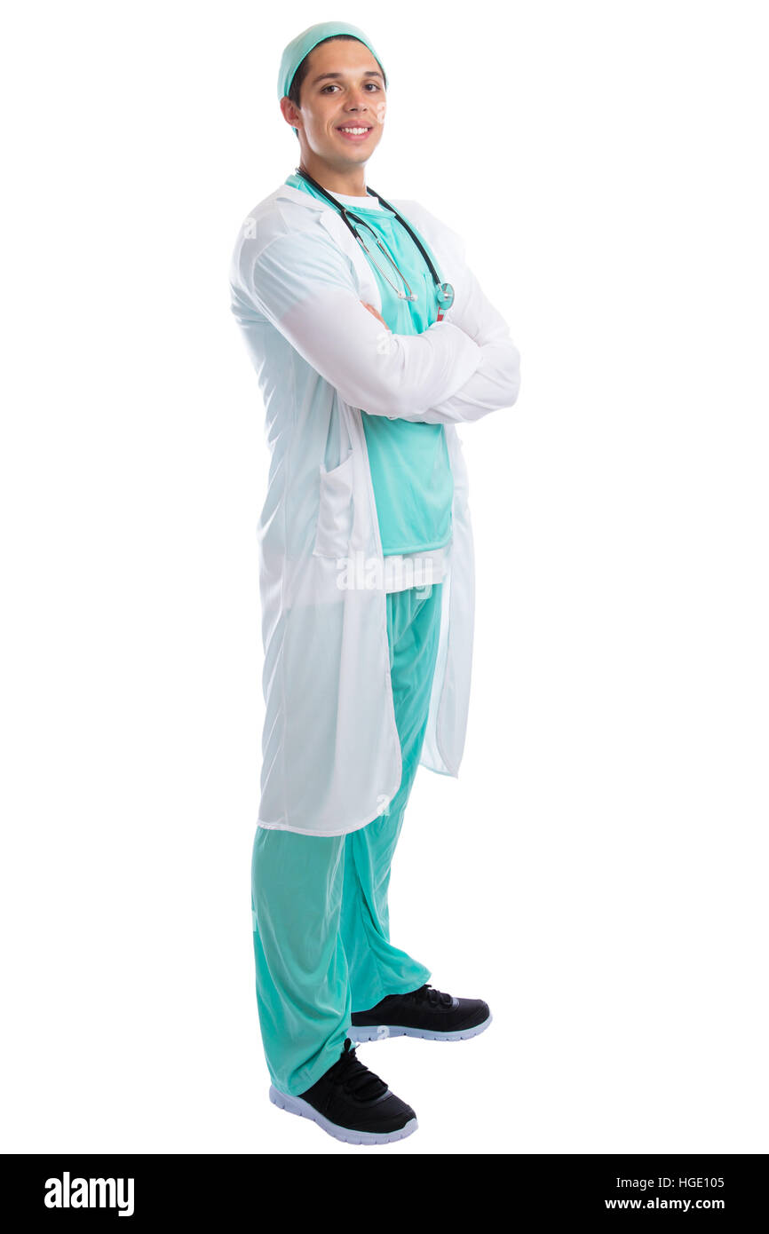 Arzt Beruf job lächelnd ständigen vollen Körper Portrait auf weißem Hintergrund Stockfoto