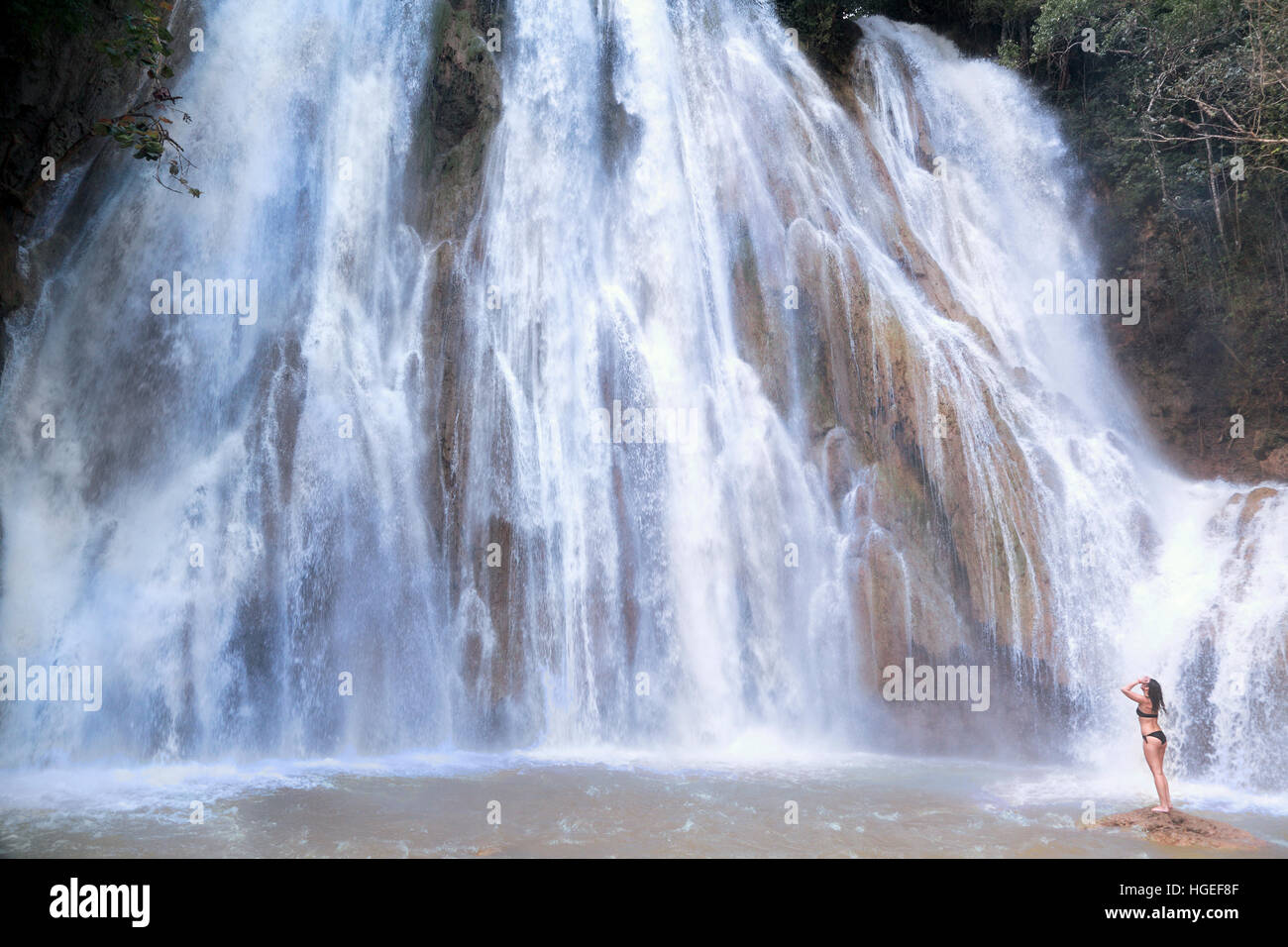 El Limon Wasserfälle, Dominikanische Republik Stockfoto