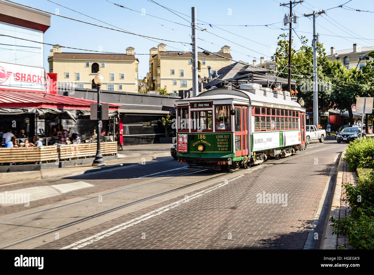 Green Dragon M-Linien Vintage Wagen, McKinney Avenue, Dallas, Texas Stockfoto