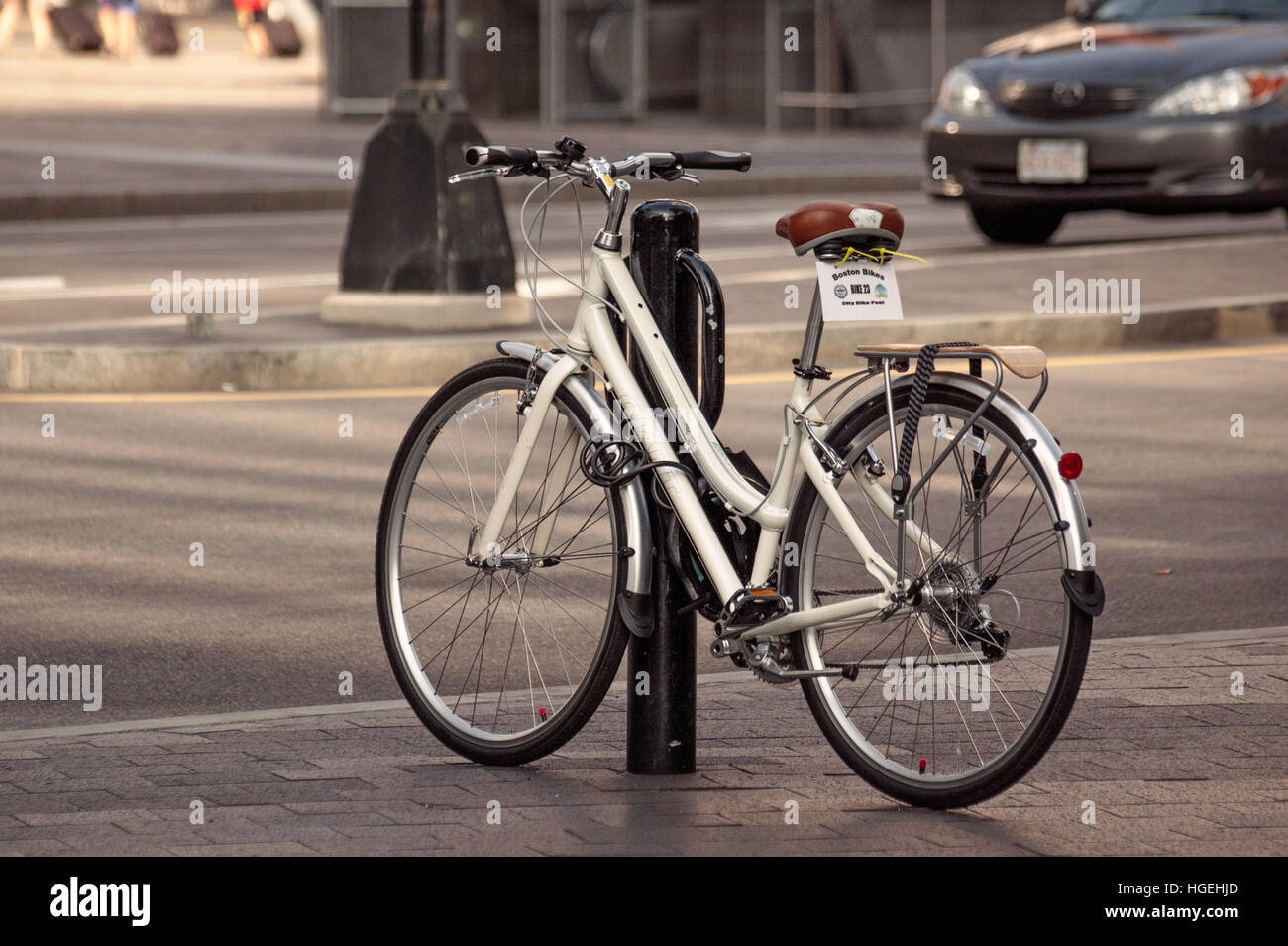 Boston, Massachusetts, USA - 26. Juli 2009: Fahrrad wartet auf nächsten Reiter Stockfoto