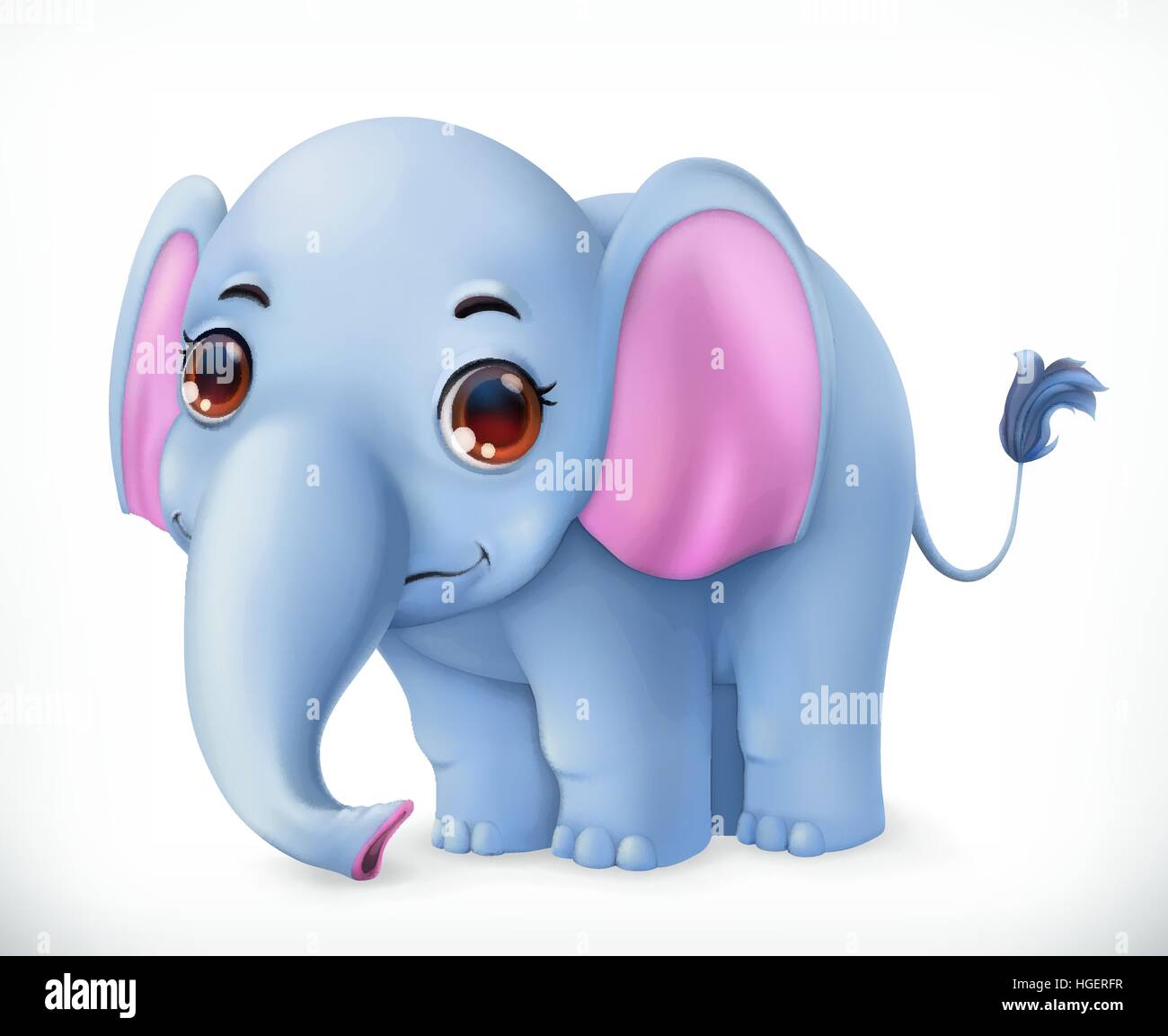 Niedliche Baby-Elefant Comicfigur. Lustige Tiere 3d Vektor icon Stock Vektor