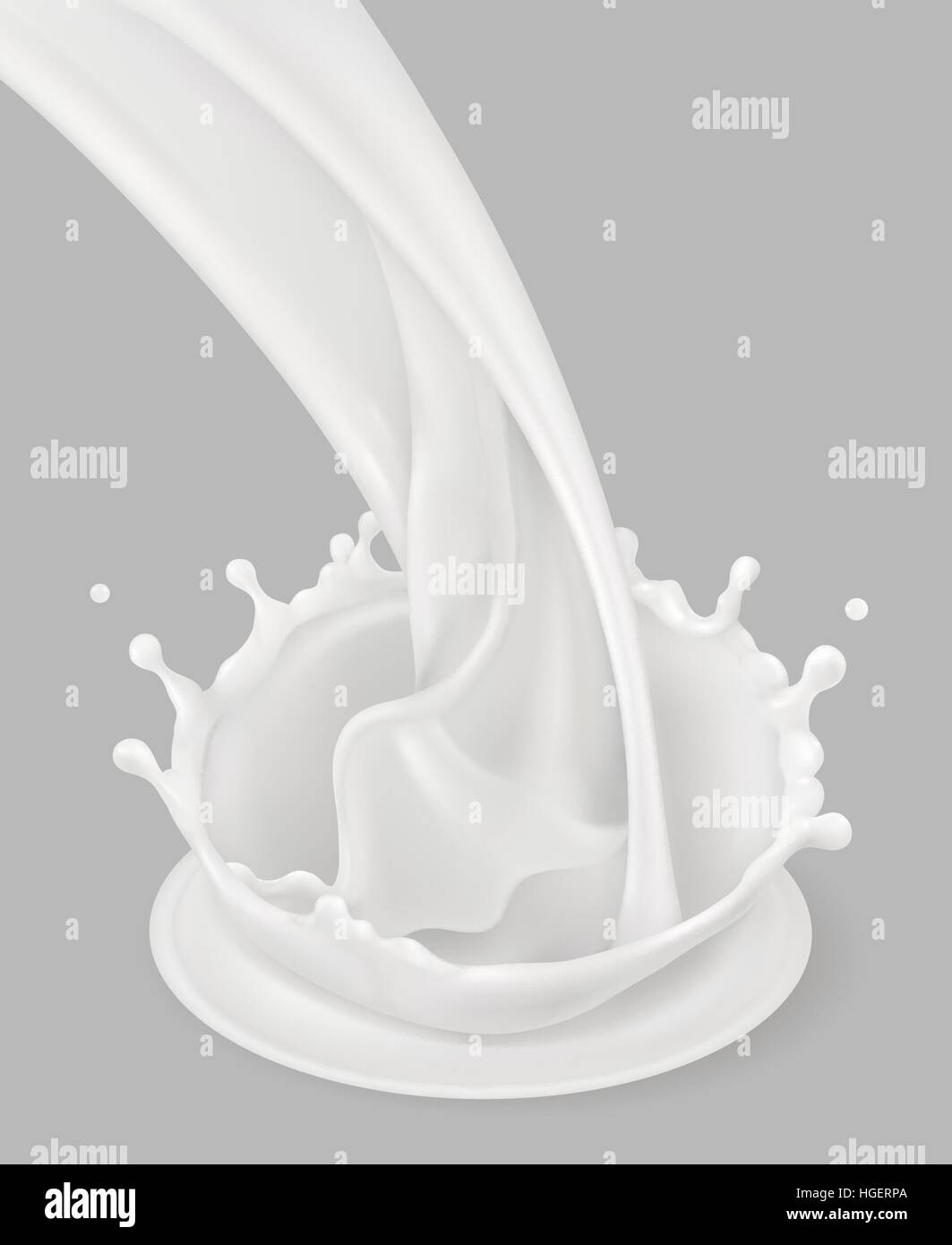 Milch Spritzen. Natürliche Milchprodukte. 3D Vector-Objekt Stock Vektor