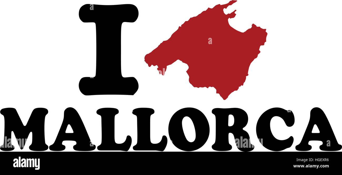 Ich liebe Mallorca mit Karte Stock Vektor