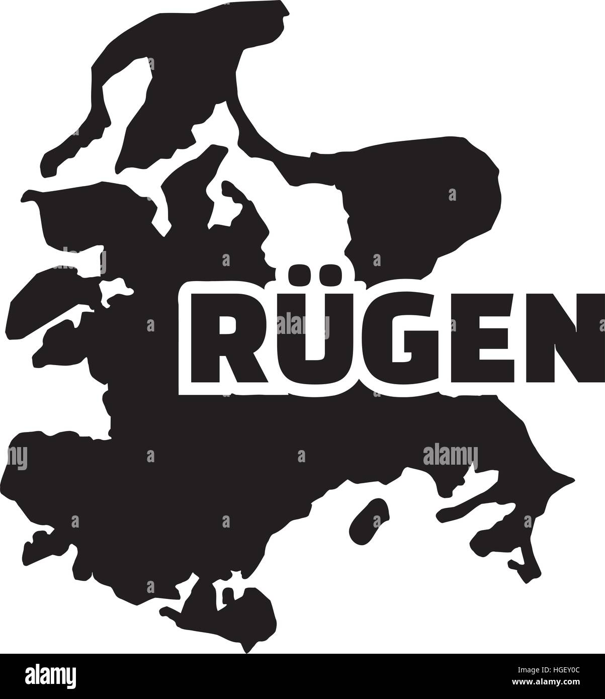 Rügen Karte mit Namen Stock Vektor