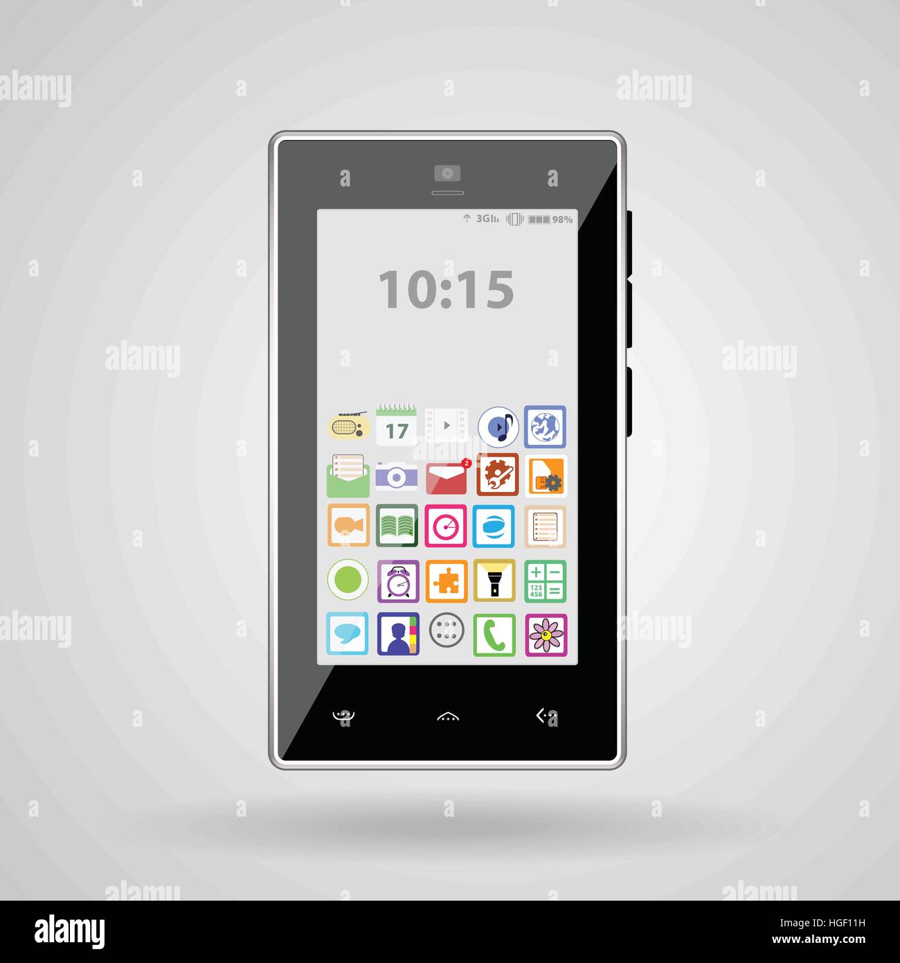 Smartphone-Symbol auf einem grauen Hintergrund mit der Isolierung der Etiketten. für Druck, Websites, Dekor, Design, Telefon, Text-Banner etc. verwendet. Stock Vektor