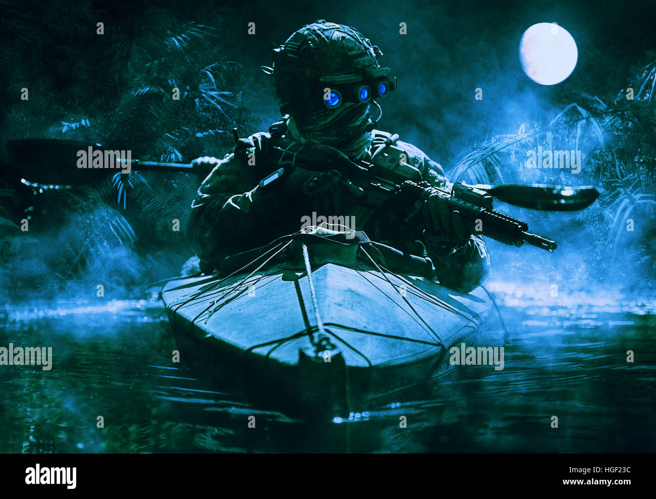 Special-Forces-Betreiber mit Night vision goggles Stockfoto