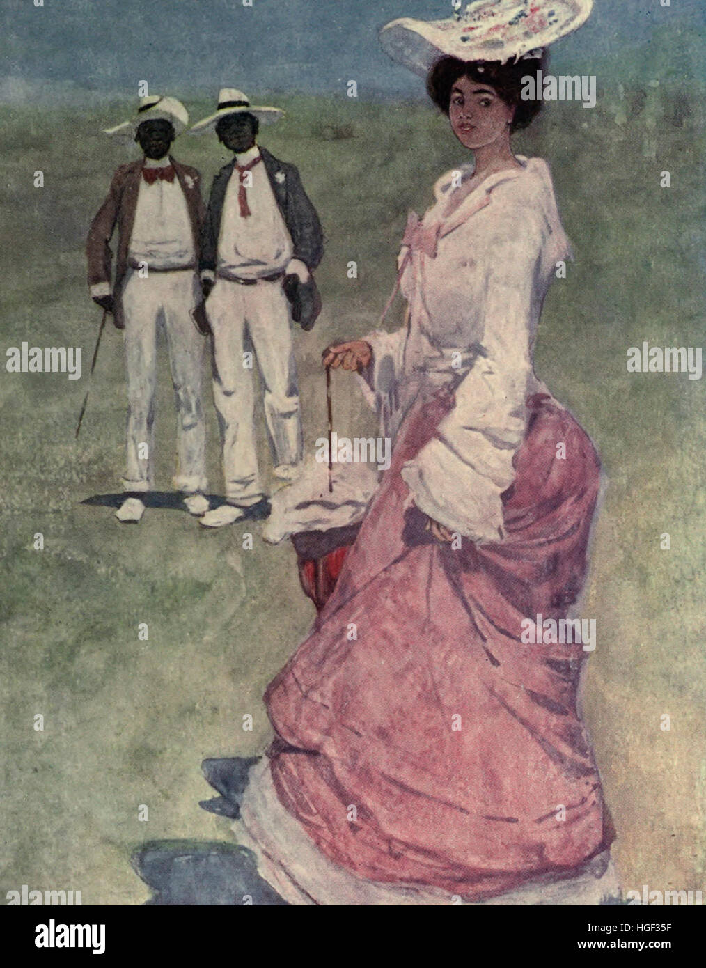 Eine farbige Dame auf einer Rennstrecke. Jamaika, um 1900 Stockfoto