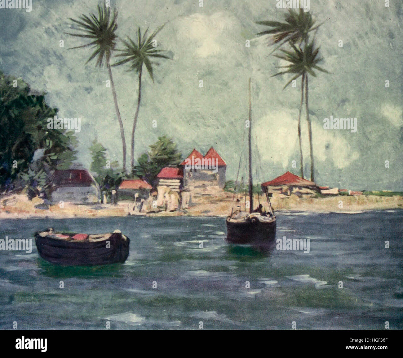 Cocoanut Palmen, Falmouth, Jamaika, um 1900 Stockfoto