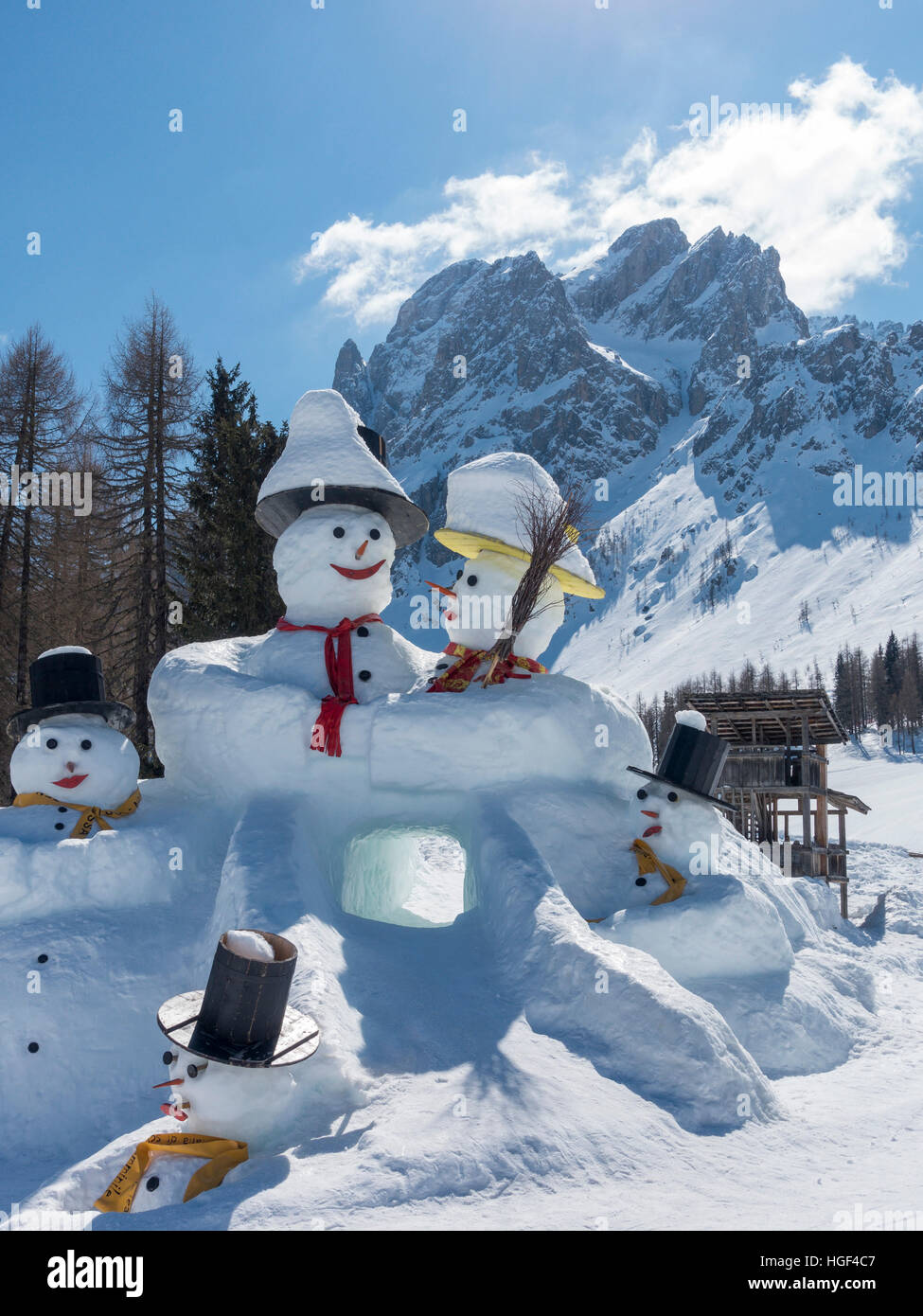 Schneemänner, rotwand, Trentino-Alto Adige, Italien Stockfoto