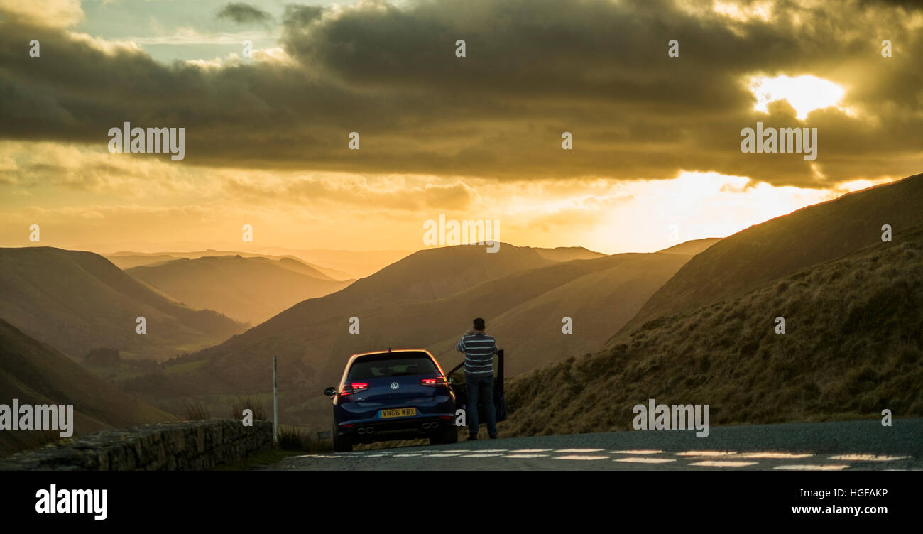 Bwlch y Groes, die höchste Bergstraße pass in Wales, auf die Seitenstraße zwischen Bala (Gwynedd) und Dinas Mawddwy (Powys) Stockfoto