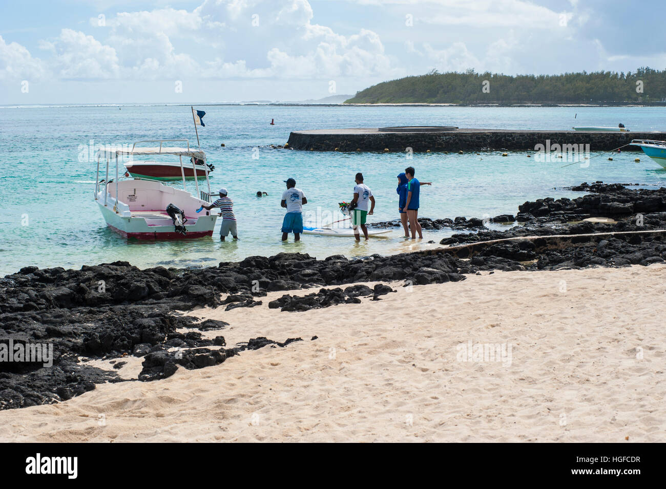 Blue Bay Beach befindet sich im südöstlichen Teil von Mauritius, Indischer Ozean. Stockfoto