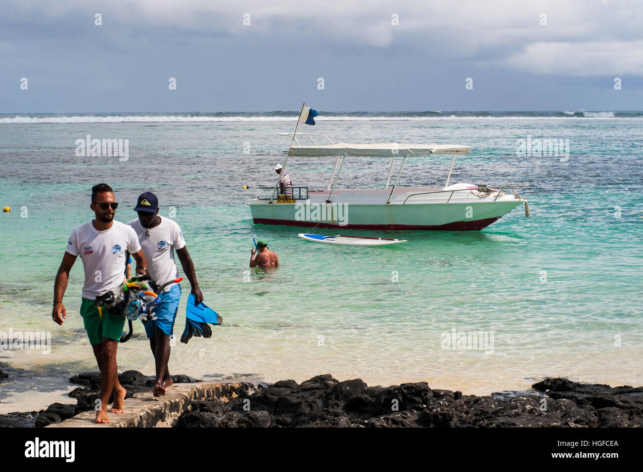 Blue Bay Beach befindet sich im südöstlichen Teil von Mauritius, Indischer Ozean. Stockfoto