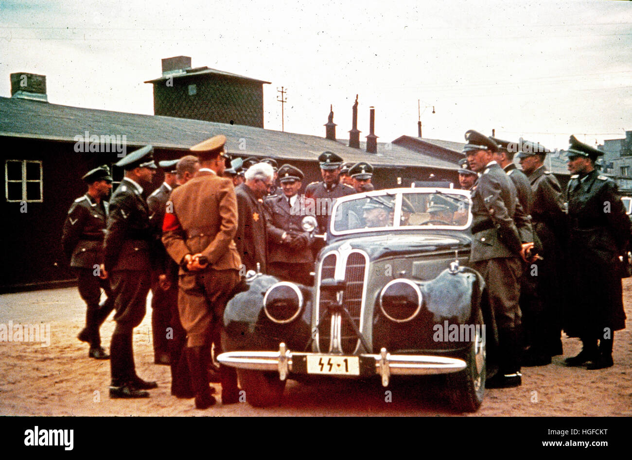 Ghetto Lodz Litzmannstadt, Heinrich Himmler Mordechai Rumkowski, Leiter der Ältestenrat im Ghetto, Polen 1940, dem zweiten Weltkrieg zu treffen, Stockfoto
