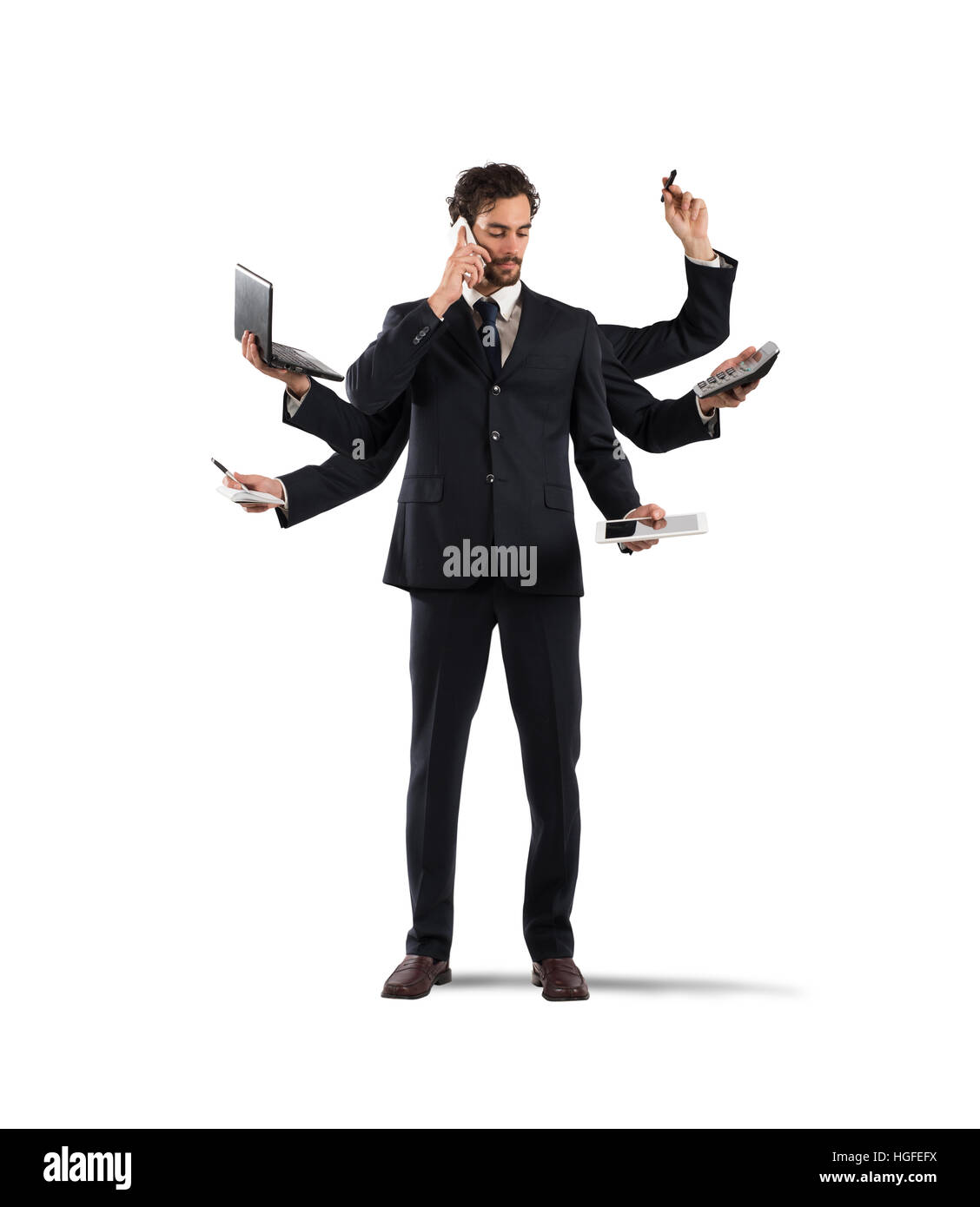 Multitasking-Geschäftsmann Stockfoto