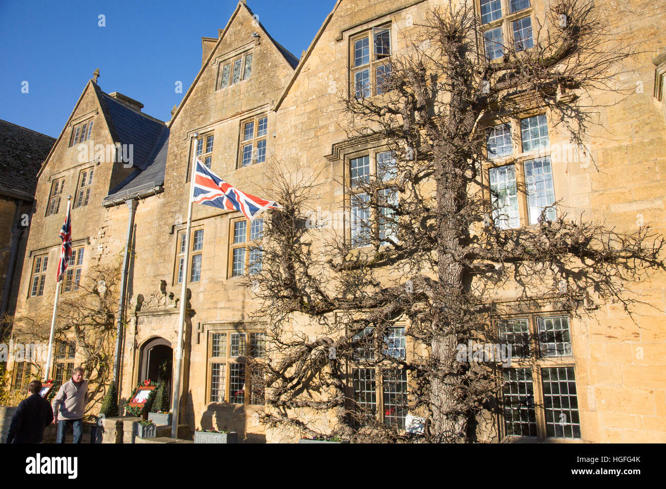 Außenansicht des Lygon Arms Public House und Restauranthotels im Cotswolds Village Broadway, Gloucestershire, England, Großbritannien Stockfoto