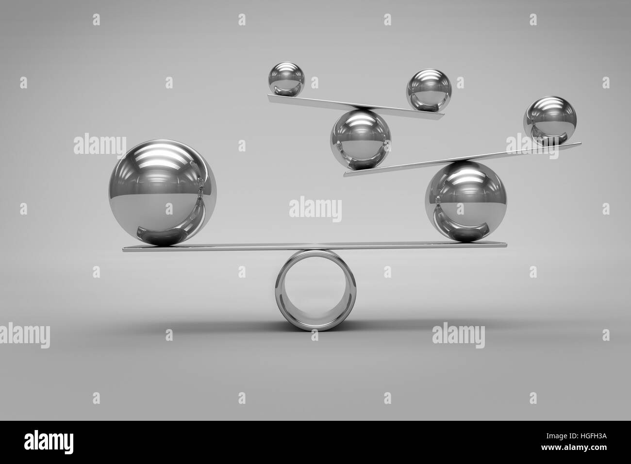 Balance-Konzept mit Chrom Kugeln Stockfoto