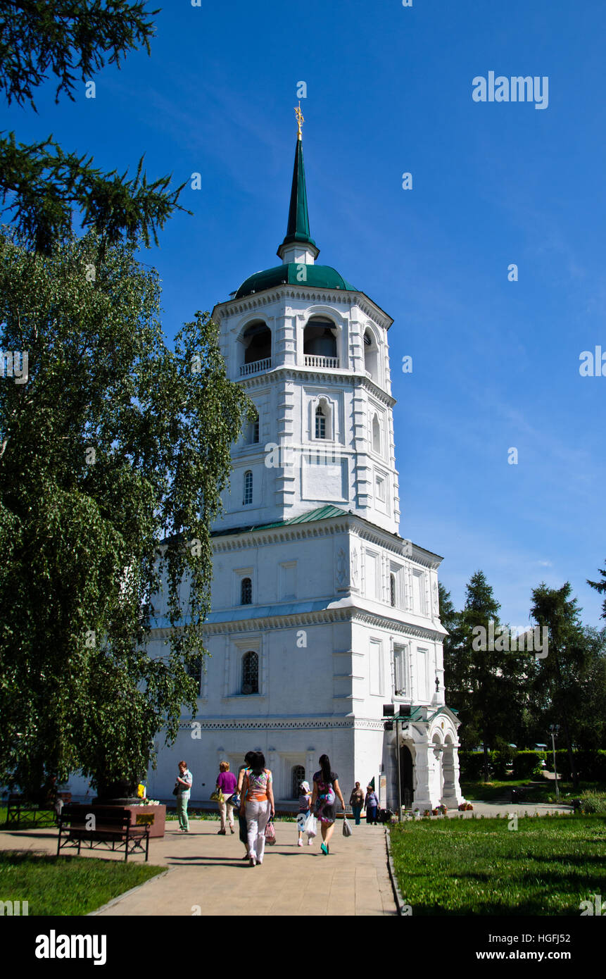 Der Turm der Kirche des Erlösers in Irkutsk Stockfoto
