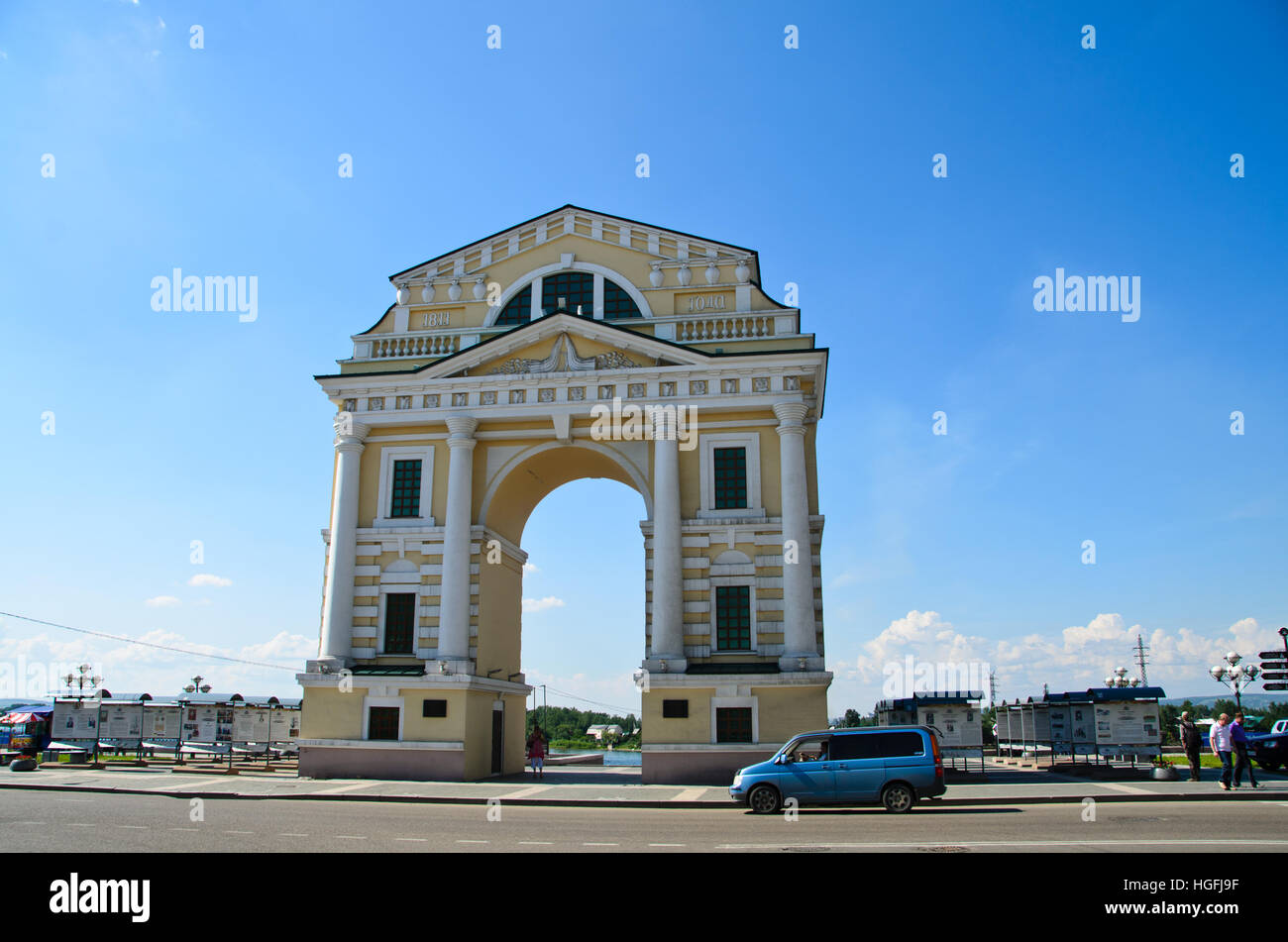 Moskau-Tor liegt am Fluss Angara Stockfoto
