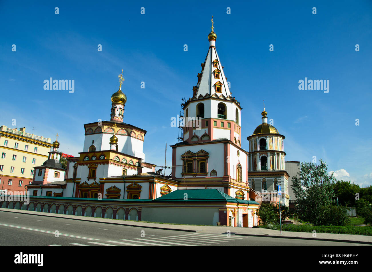 Schöne Kirche der Erscheinung in Irkutsk Stockfoto