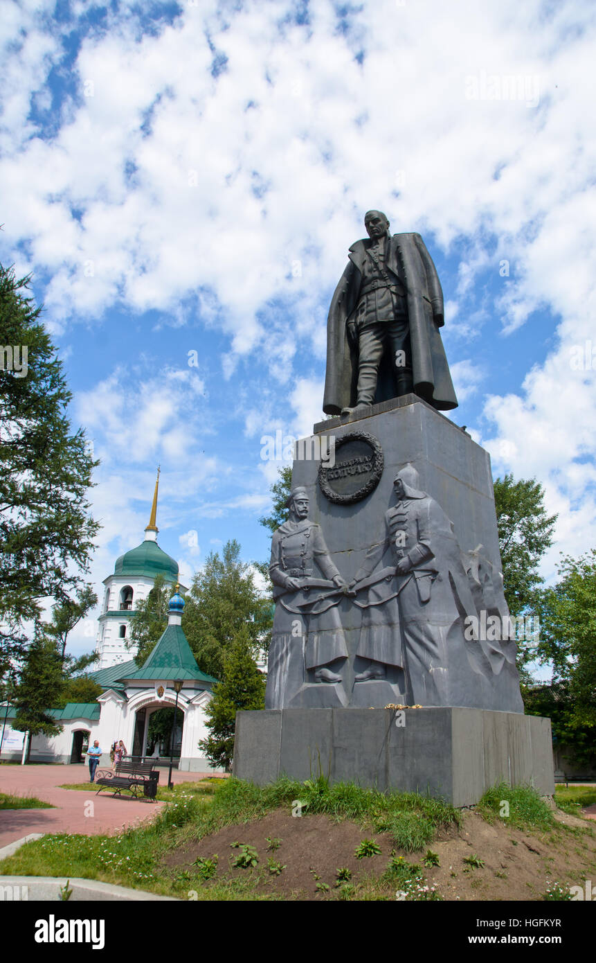 Die Statue von Admiral alexander Koltschak in Irkutsk. Stockfoto