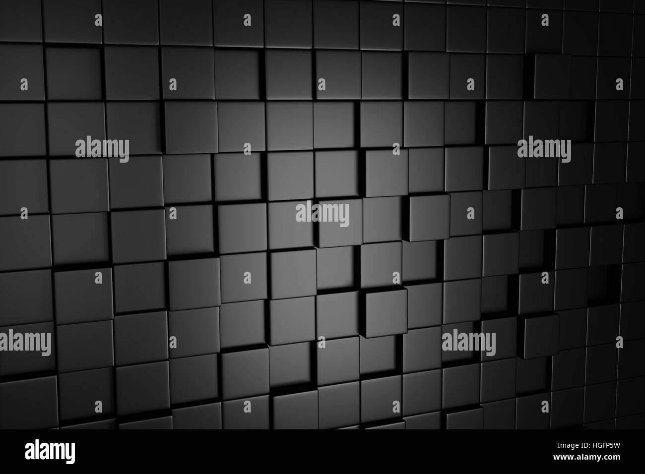 Dunkel grau Cube Blöcke Wand Hintergrund. 3D render Stockfoto