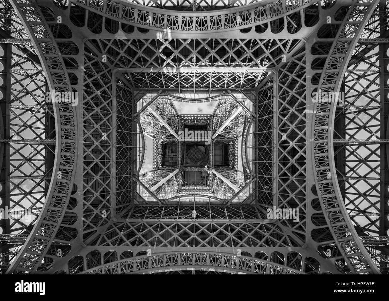 Der Eiffelturm, Blick von unten, Paris Frankreich Stockfoto