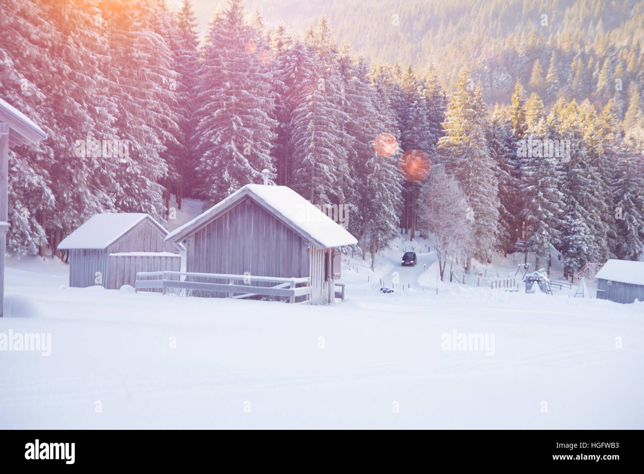 zauberhafte Winterlandschaft Stockfoto
