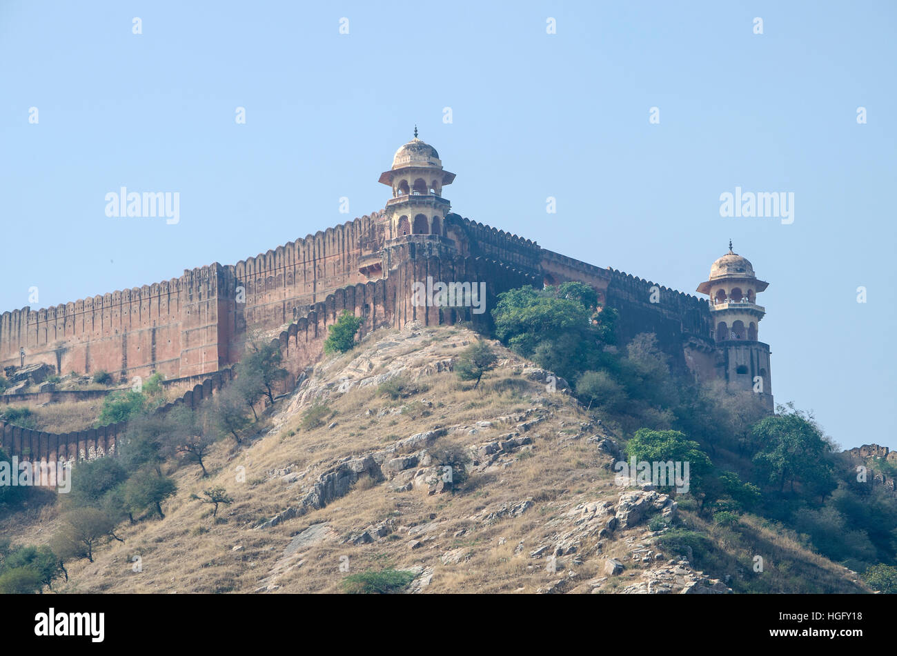 Architektonische alte Bau einer Festung in Indien auf den Berg, Architektur, Konstruktion, Berg, alte, ein Denkmal, histor Stockfoto