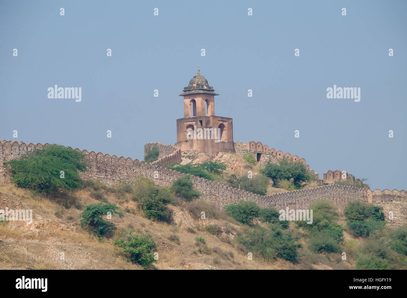 Architektonische alte Bau einer Festung in Indien auf den Berg, Architektur, Konstruktion, Berg, alte, ein Denkmal Stockfoto