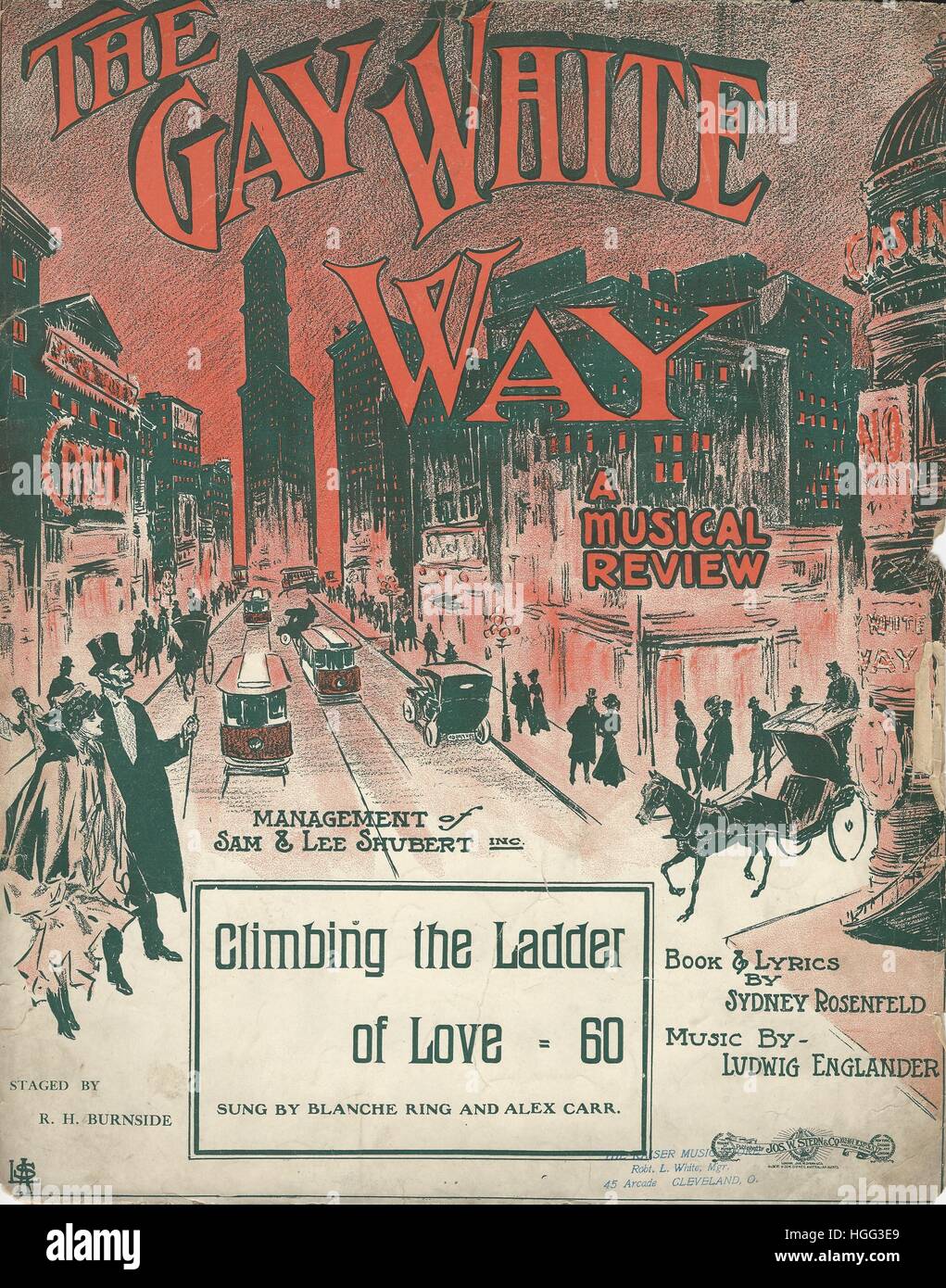 "The Gay White Way" musikalische Noten 1907 Abdeckung Stockfoto