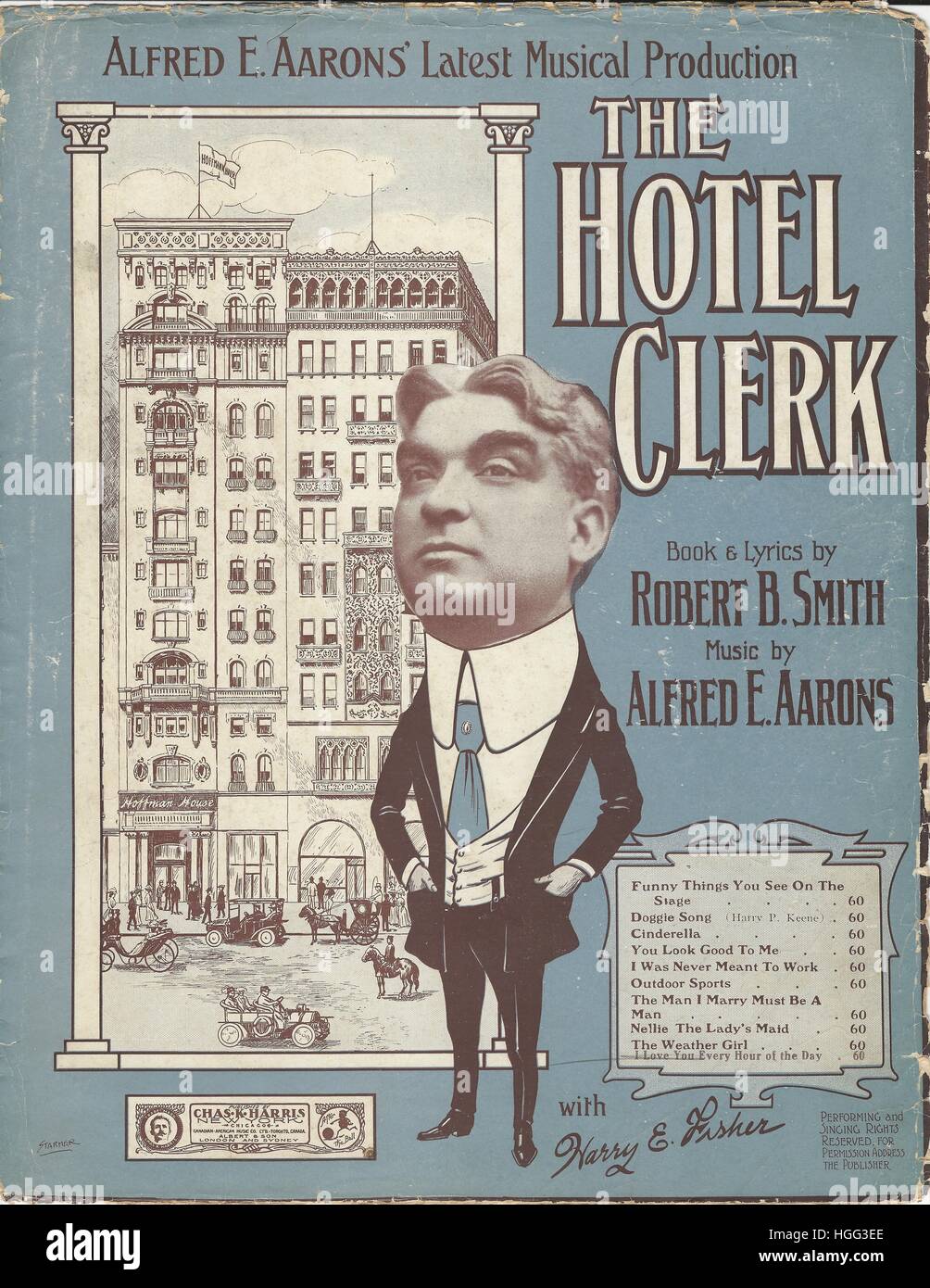 "Hotel Schreiber" 1908 musikalische Noten zu decken Stockfoto