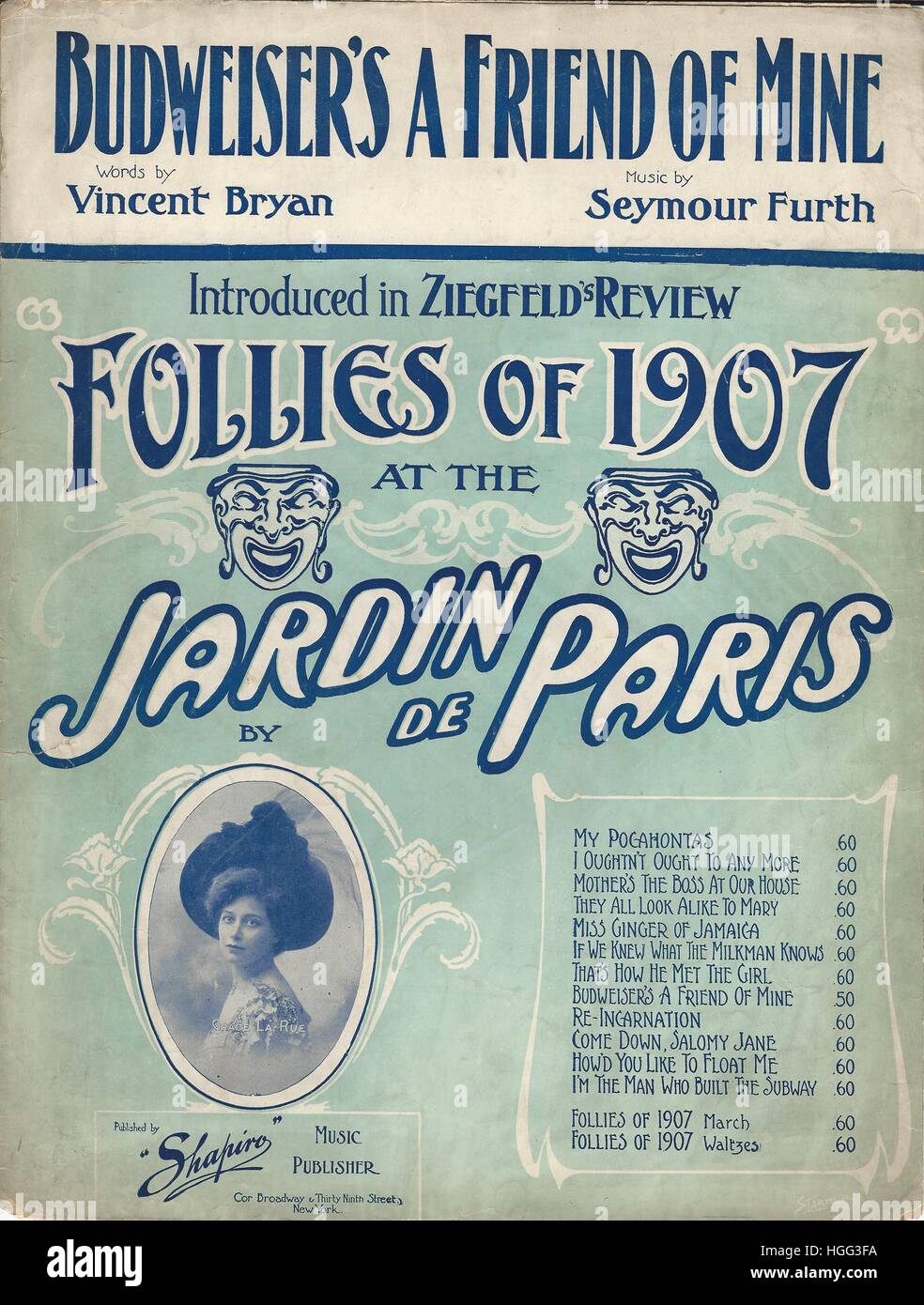 "Die Torheiten der 1907" Ziegfeld musikalische Noten Abdeckung Stockfoto