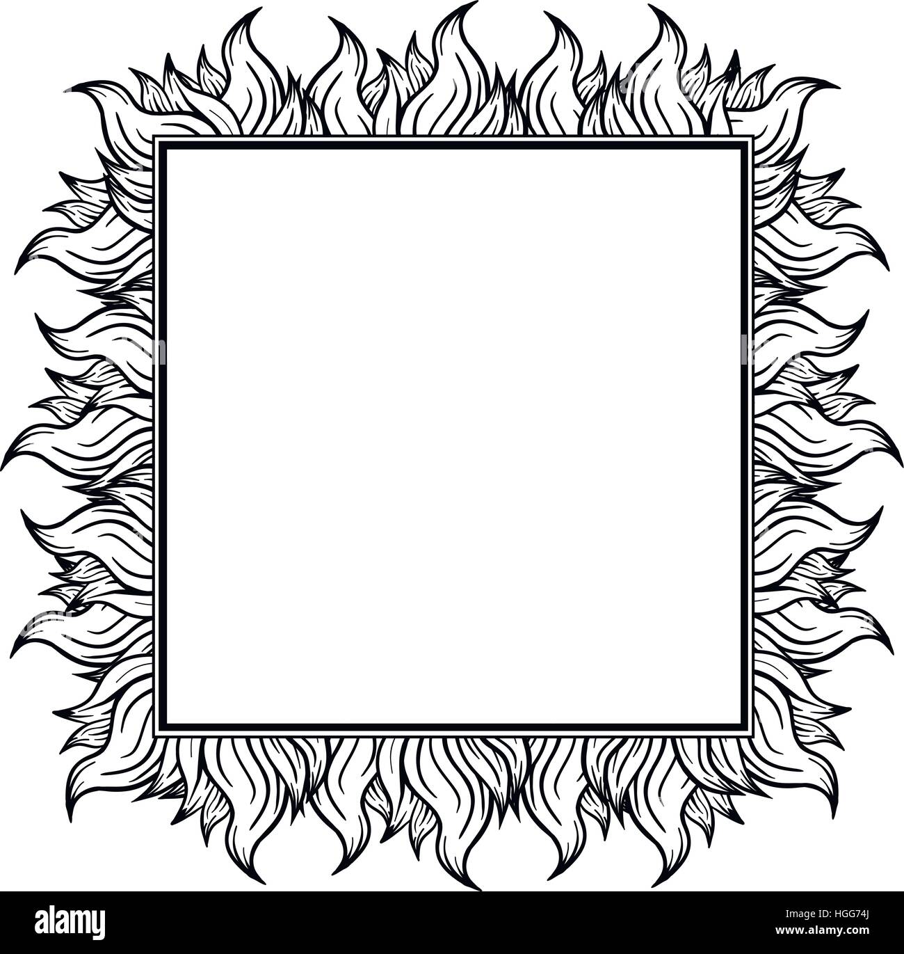 Schwarz weiß kariert Rahmen mit Schüben der Flamme. Vektor-Illustration  Stock-Vektorgrafik - Alamy