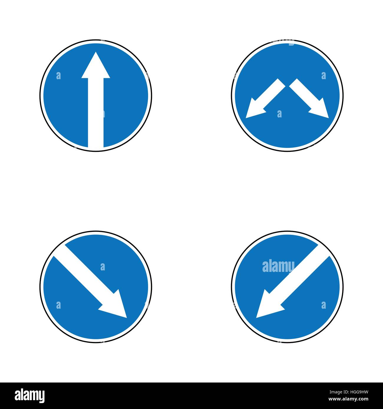 Reihe von Varianten Pfeil Straße Zeichen isolierten auf weißen Hintergrund. Vektor-Illustration. Stock Vektor